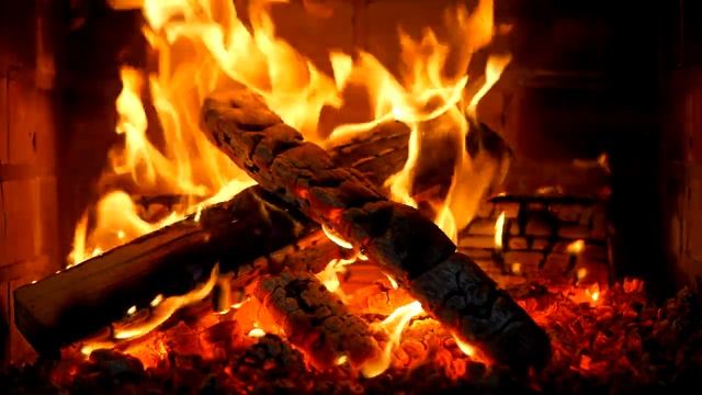? FIREPLACE (12 HOURS) Ultra HD 4K. Crackling Fireplace with Golden Flames & Burning Logs Sounds смотреть онлайн