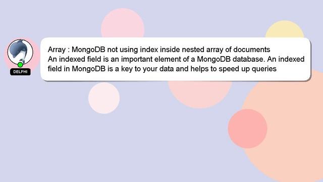 Array : MongoDB not using index inside nested array of documents смотреть онлайн
