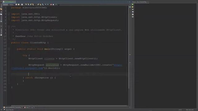 Java Ejercicio: 366 Crear un Objeto HttpClient para Realizar una Solicitud a una Página Web смотреть онлайн