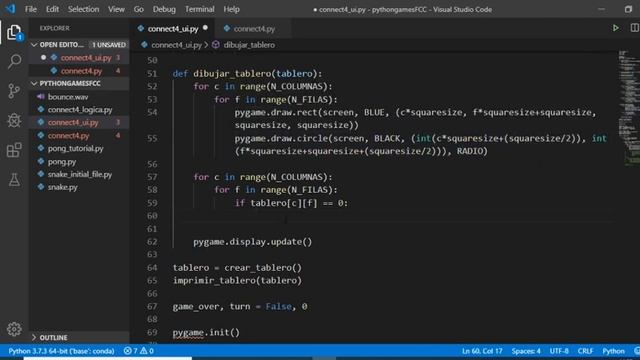 Python - Aprende desarrollando juegos sencillos - Connect4 - Sesión Pygame - смотреть онлайн
