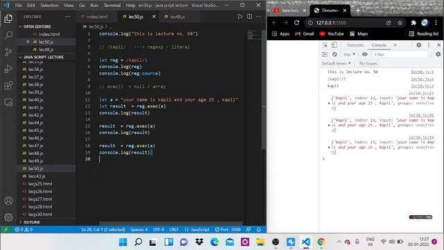 javascript lecture - 50 : Regular Expression Method of Javascript | javascript full course playlist смотреть онлайн
