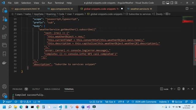Custom snippets in VS Code. Example - subscribe snippet for Angular. смотреть онлайн