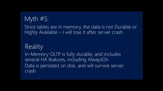 Microsoft SQL Server 2014 In Memory OLTP Overview 46 смотреть онлайн