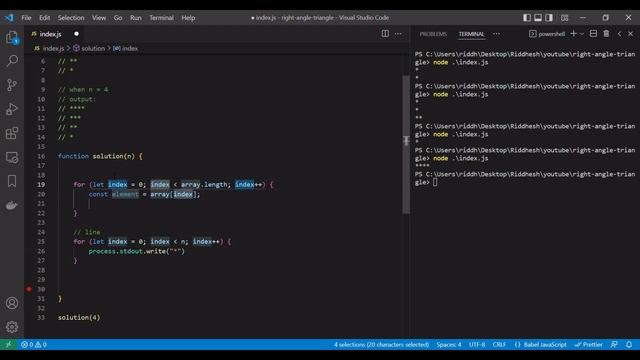 Right angle triangle start pattern with javascript смотреть онлайн