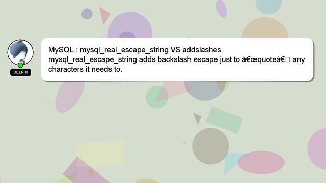 MySQL : mysql_real_escape_string VS addslashes смотреть онлайн