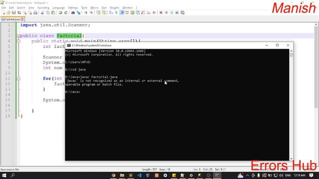 ERROR: JAVAC NOT FOUND & FILE NOT FOUND, RUN FIRST JAVA PROG. AND USER INPUT FACTORIAL, JDK SET PAT смотреть онлайн