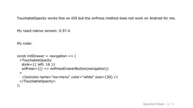 Android : React native TouchableOpacity onPress not working on Android смотреть онлайн