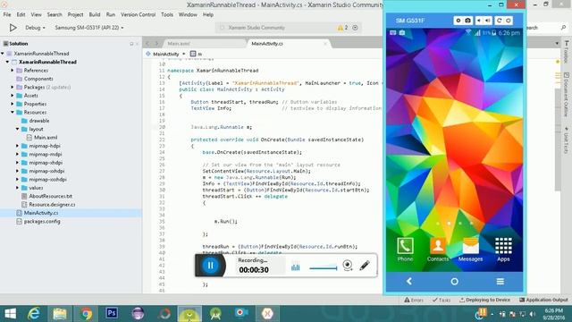 Xamarin Runnable Thread Handler Android смотреть онлайн