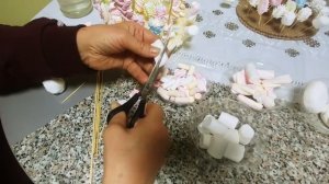 Цветы из маршмеллоу. Зимние мотивы.