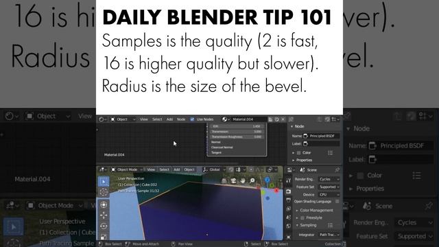 Daily Blender Tip 101 - Cycles Bevel Shader in Blender 2.8 смотреть онлайн