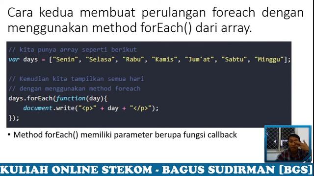 Peulangan Foreach pada pemrogrman JavaScript - Kuliah Online Kelas Karyawan Dikendal смотреть онлайн