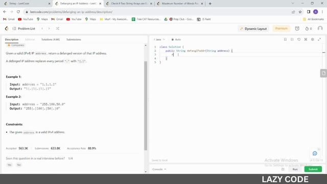 LeetCode in Java | Problem in Array : Easy Question | Defanging an IP Address | Complete Java Cours смотреть онлайн