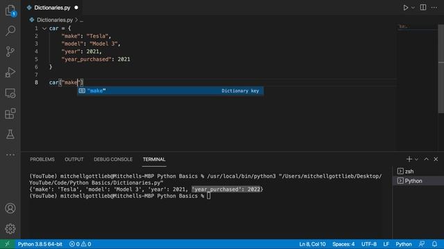 Python Basics - Dictionaries (Episode 9) смотреть онлайн