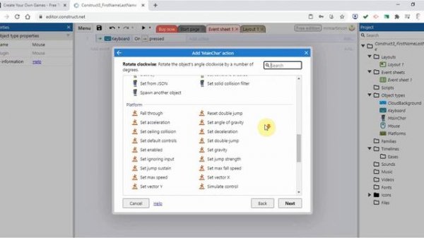 Construct 3 Video 8 Mirror a character sprite