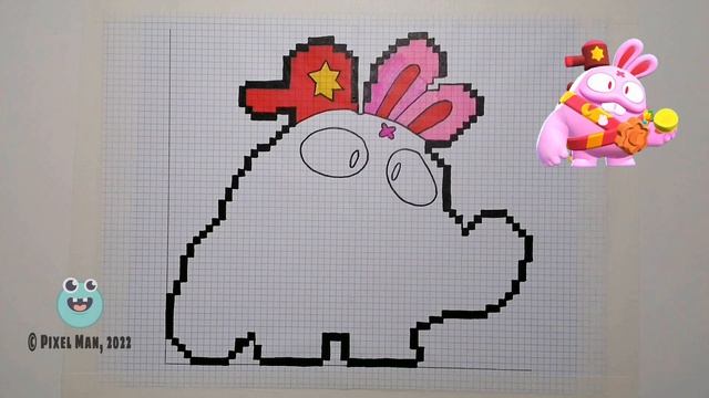 ЛУННЫЙ ЗАЯЦ СКУИК | Как нарисовать лунного зайца скуика по клеточкам | Бравл Старс | Пиксель Мен смотреть онлайн