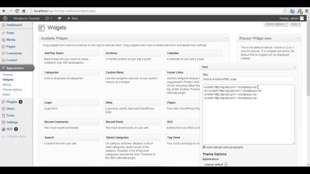 Wordpress how to embed html in widgets смотреть онлайн