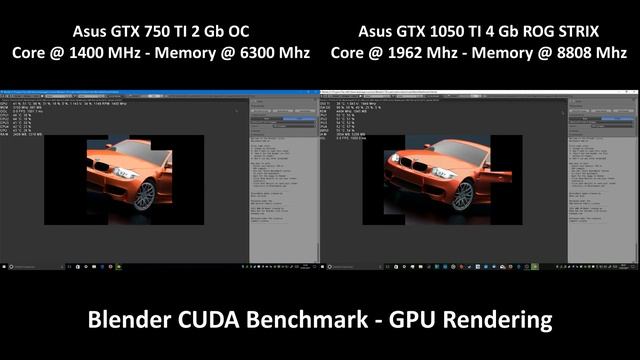 GTX 1050 TI Vs GTX 750 TI - Blender CUDA Blenchmark - GPU Rendering - 1080p60