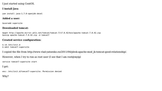 permission denied to start tomcat as root смотреть онлайн