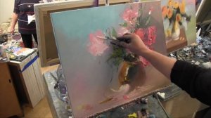 Букет мастихином, научиться писать, рисовать цветы, масляная живопись, Сахаров,