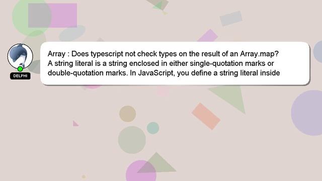 Array : Does typescript not check types on the result of an Array.map? смотреть онлайн