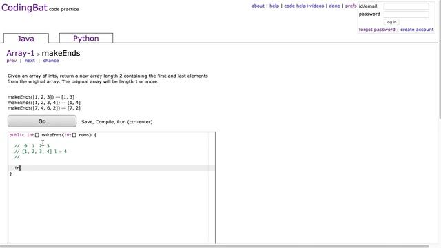 Codingbat - makesEnds (Java) смотреть онлайн