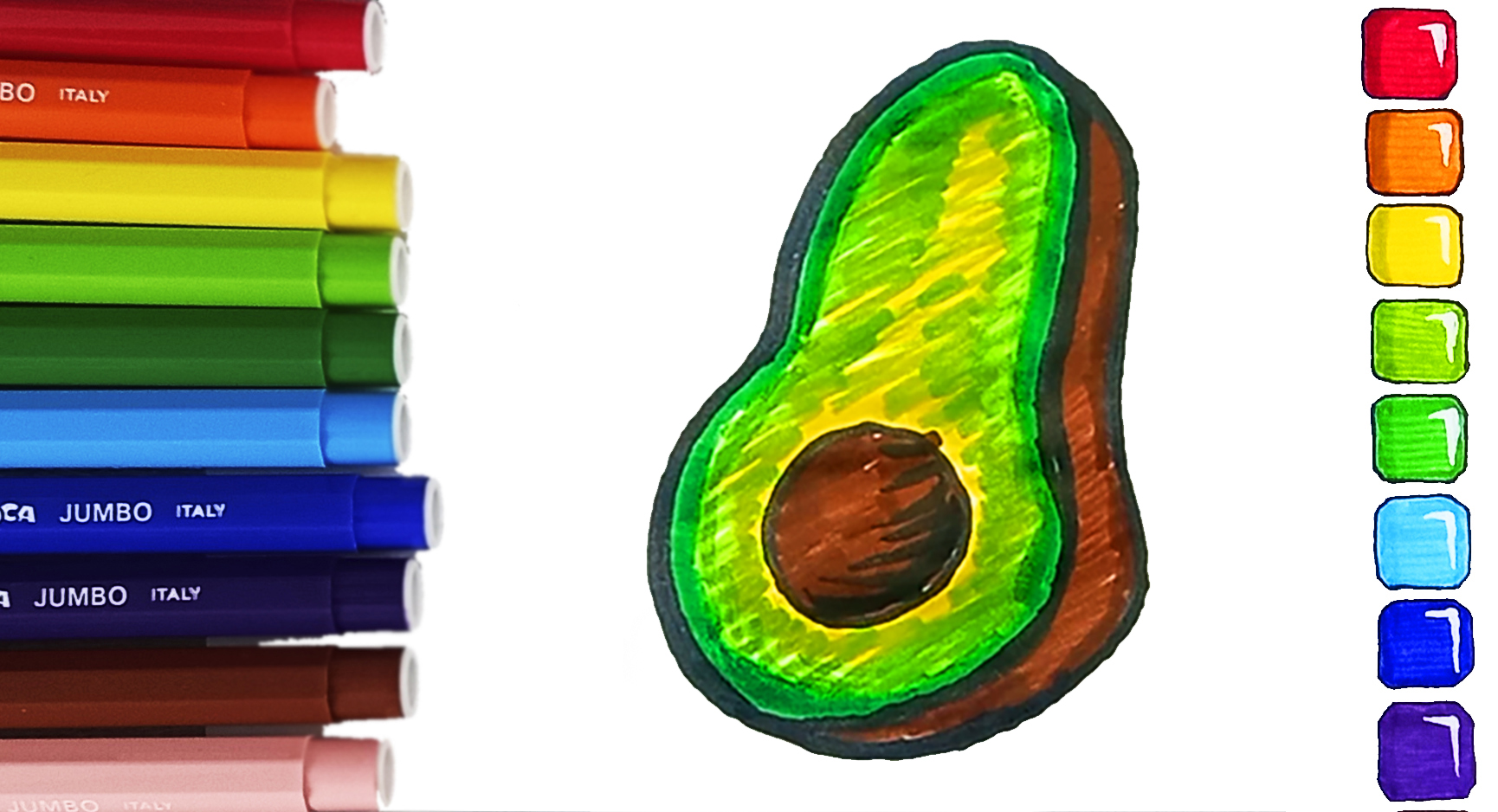 СМОТРИ!!! Круто нарисовал АВАКАДО, Как нарисовать АВАКАДО, Учись Рисовать, Рисуйте АВАКАДО МАРКЕРАМИ