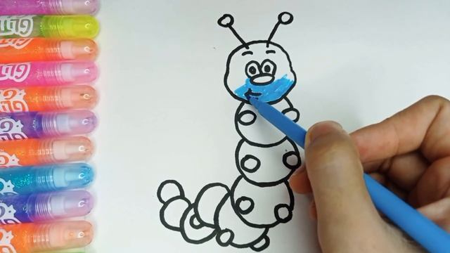 How To Draw A Caterpillar Easy | Drawing Insects | Rainbow ? | Как нарисовать букашку