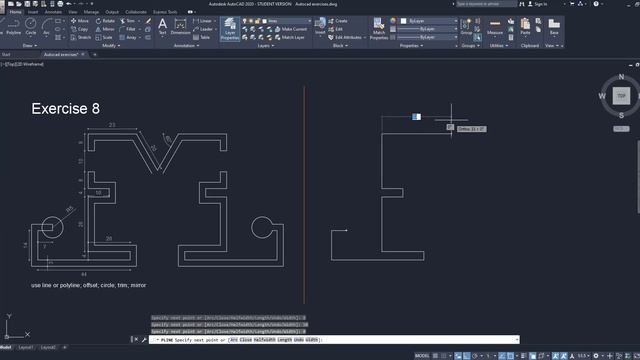 Autocad - Complete Tutorial for Beginners - Exercises for newbies (step by step) - Ex. 6 to 9 смотреть онлайн
