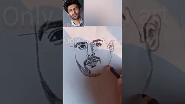 Sketch of kartik aaryan || full tutorial video || free hand drawing of kartik aaryan #viral смотреть онлайн