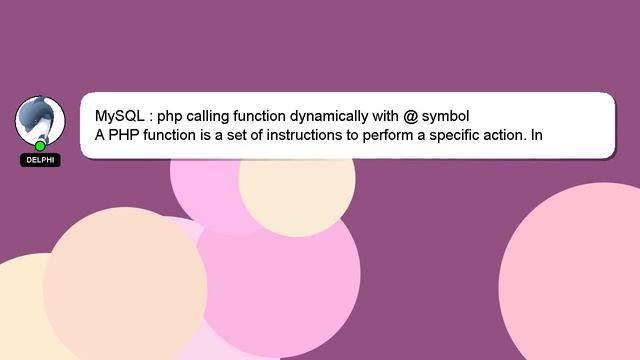MySQL : php calling function dynamically with @ symbol смотреть онлайн