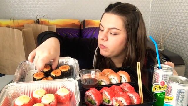 Мукбанг! СУШИ РОЛЛЫ не АСМР (Запечённые роллы) | No ASMR Sushi Rolls Mukbang (eating Sound)