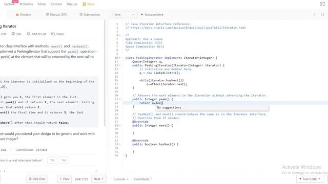 284. Peeking Iterator (LeetCode) смотреть онлайн