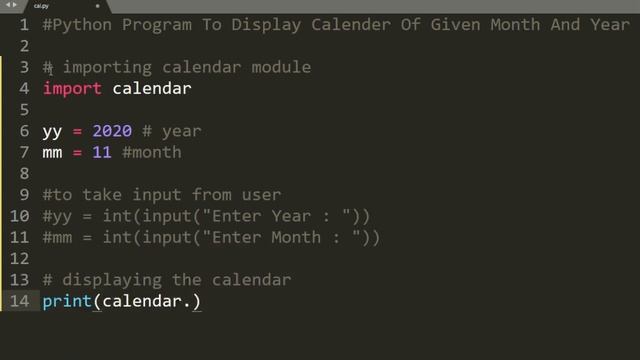 Python Programs : Displaying Calendar In Python | Simple Python Programming Tutorial | Coding Area смотреть онлайн