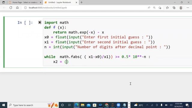Bisection method programmed in python смотреть онлайн