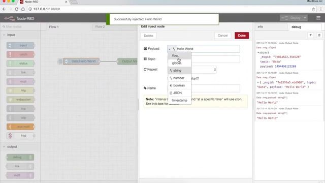 Node RED | Inject & Debug Nodes