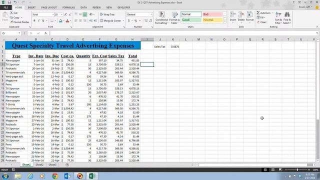 Excel 2013 Unit C Video 6 - Apply Colors, Patterns, and Borders смотреть онлайн