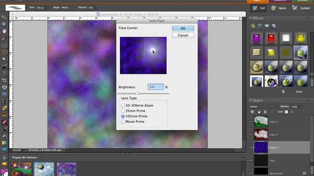 Creating a space scape in Photoshop Elements. смотреть онлайн