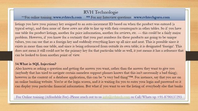 Most Important SQL DBA Interview questions and answers By RVH Technologies Experts смотреть онлайн