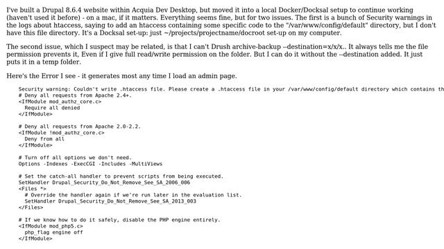 Drupal: .htaccess error on local site in docksal смотреть онлайн