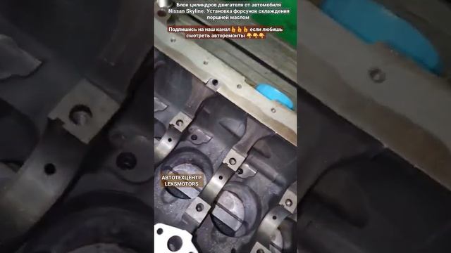 Блок цилиндров двигателя от автомобиля Nissan Skyline. Установка форсунок охлаждения поршней маслом смотреть онлайн
