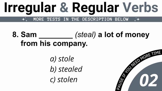 Irregular and Regular Verbs Exercise | English Grammar Quiz | Verbs Test смотреть онлайн