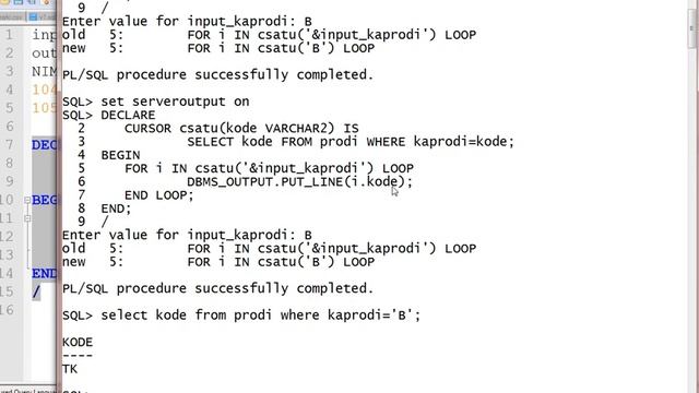 Oracle PLSQL Explicit Cursor with Parameter смотреть онлайн