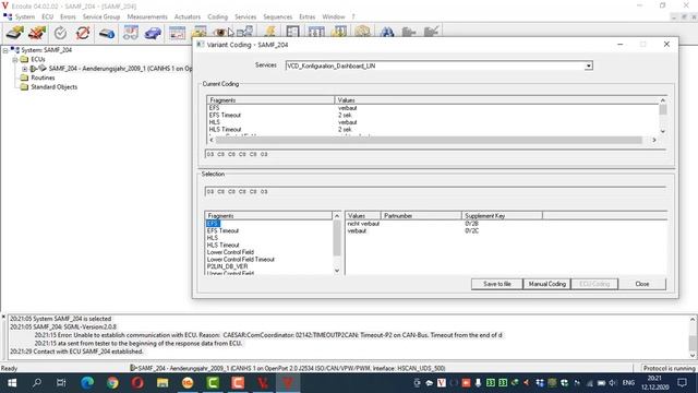 Отключение проверки габаритных ламп W204 с помощью Vediamo смотреть онлайн