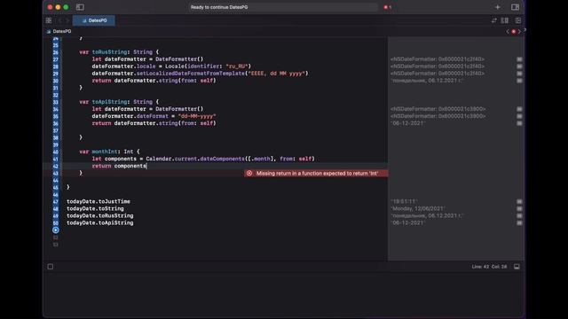 Swift: Даты и форматтер смотреть онлайн