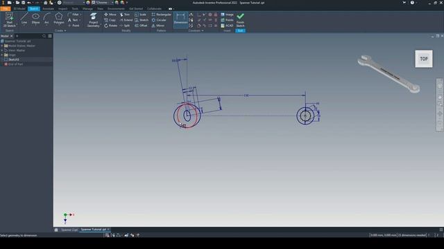 How to Draw a Spanner | Autodesk Inventor 2022 смотреть онлайн