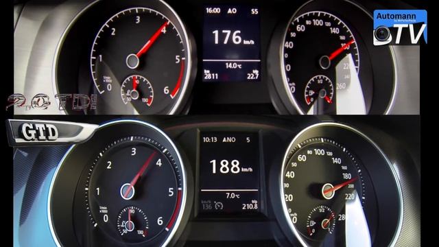 2014 Golf 7 GTD vs. Golf 7 2.0 TDI - 0-224 km/h acceleration (1080p) смотреть онлайн