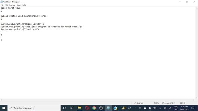 Create your First java program using Notepad editor. смотреть онлайн
