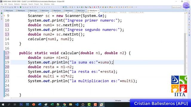 Metodos void en JAVA ejemplo sumar restar multiplicar y dividir PARTE 2/2 смотреть онлайн
