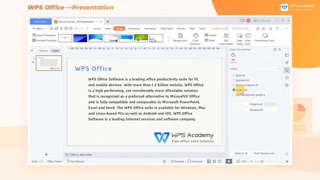 [WPS Academy] 1.1.7 PPT: How to set the background in WPS Presentation смотреть онлайн