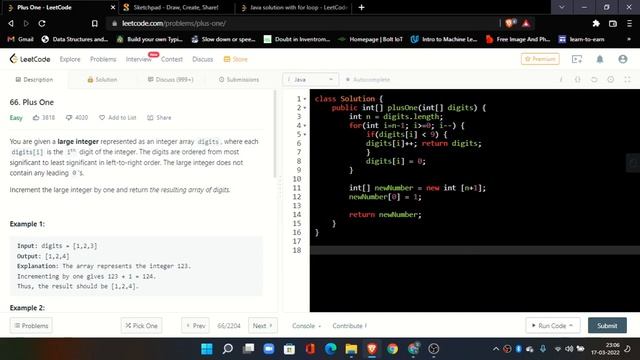 Leetcode Problem 66, Plus One. Easy java solution. смотреть онлайн